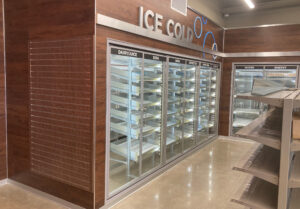 freezer racks at grocery store